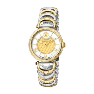 Roberto Cavalli by Franck Muller Women's Watch, Two Tone Silver & Gold Case and Silver & Champagne Pattern Dial