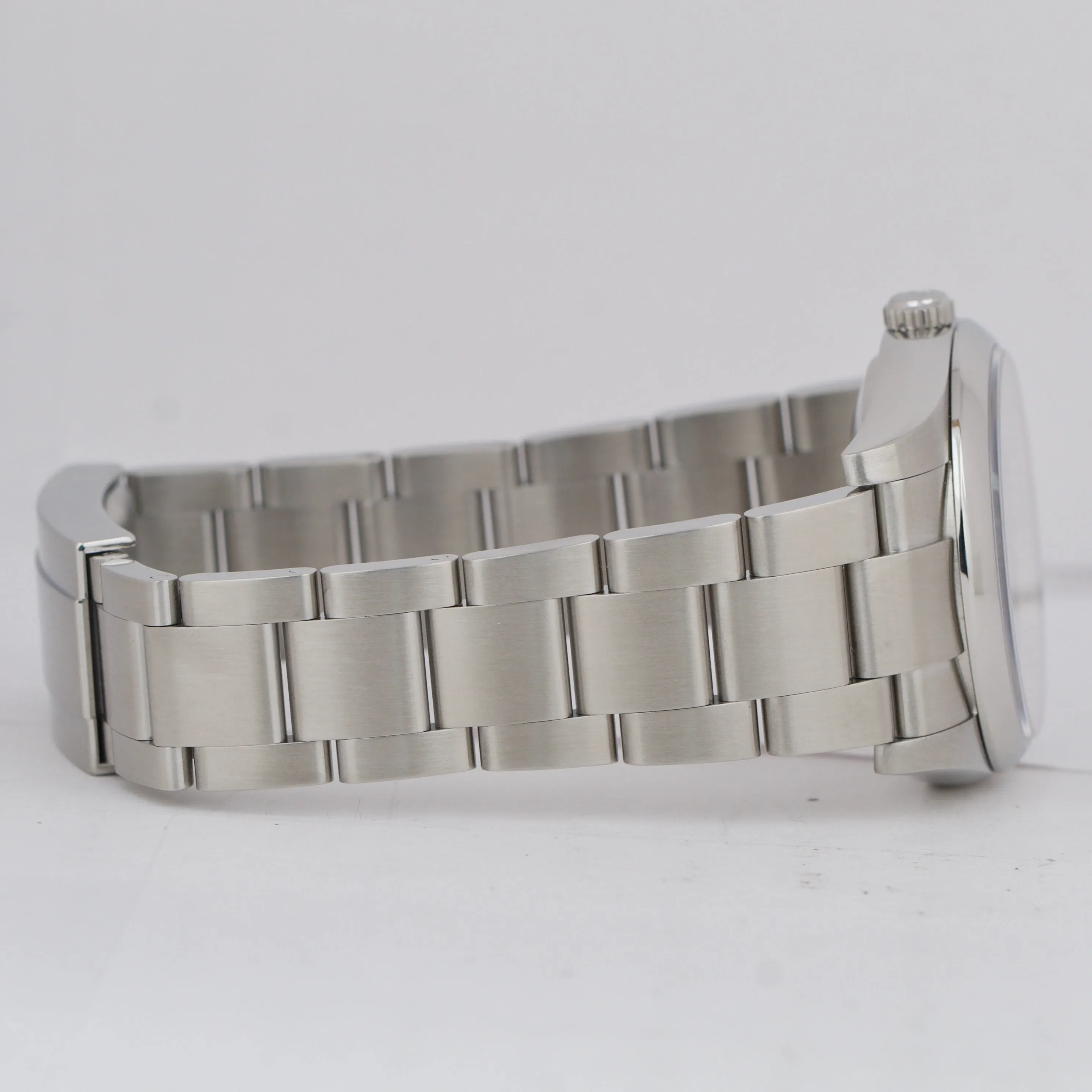 Rolex Air-King BLUE CONCENTRIC Stainless Steel 34mm Oyster Watch CARD 114200 B P