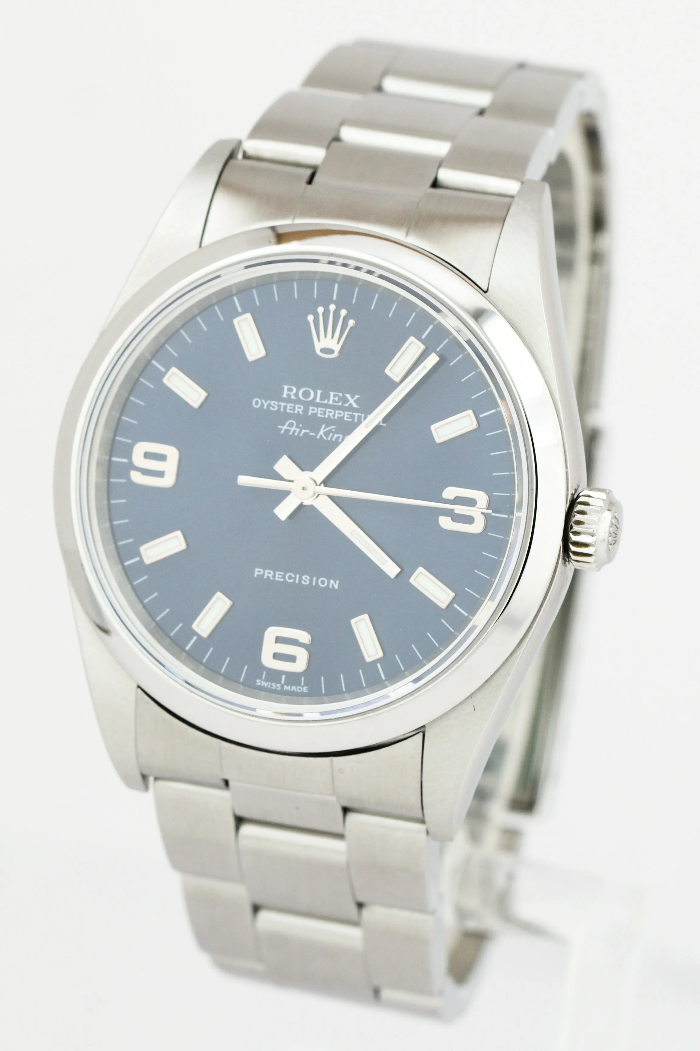 Rolex Air-King Oyster Perpetual Stainless Steel Blue 3-6-9 14000M 34mm Watch