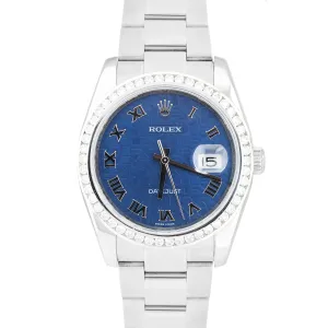 Rolex DateJust 116200 Blue Jubilee Dial DIAMOND BEZEL 36mm Oyster Watch 116234