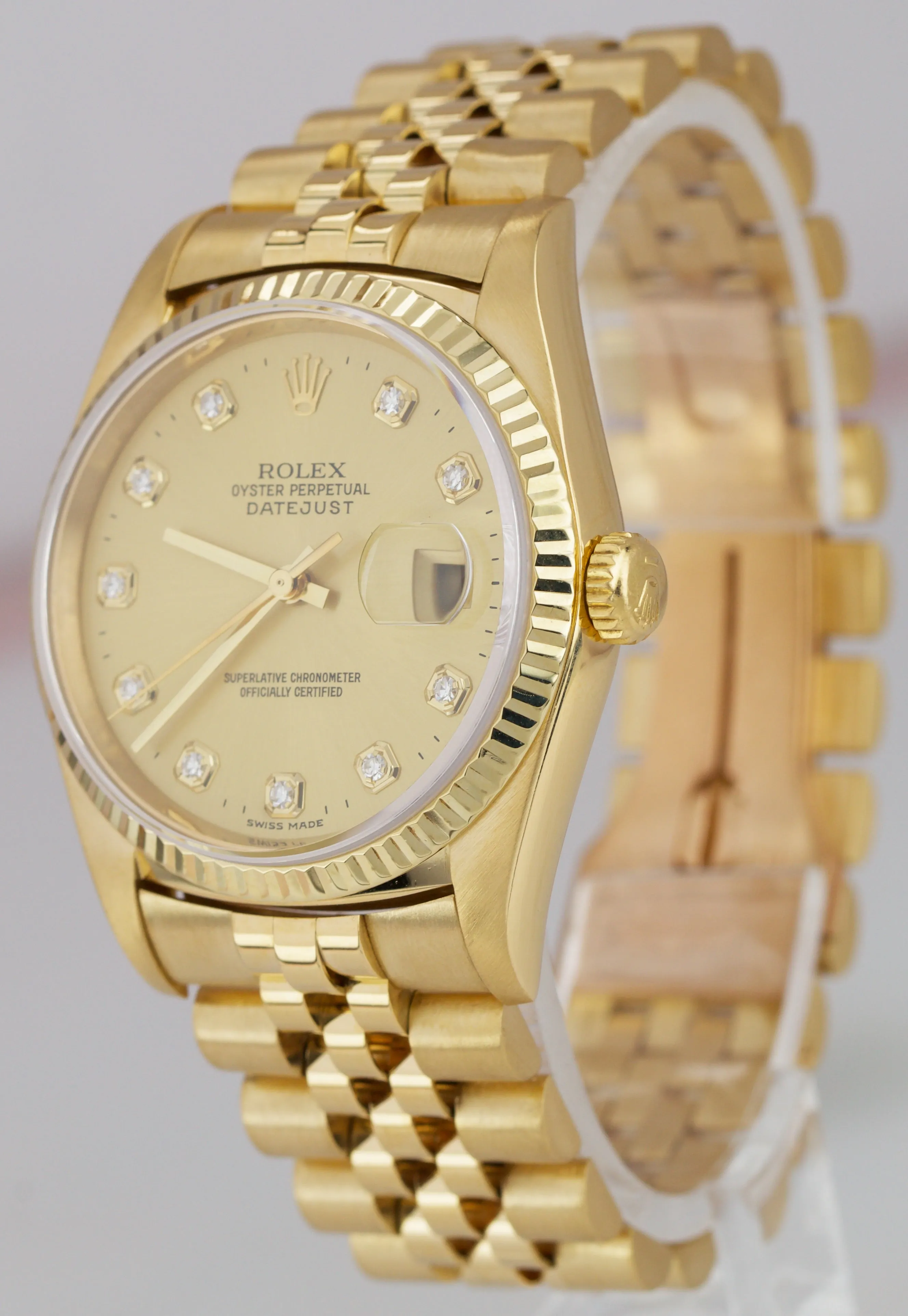 Rolex DateJust 36mm President 18K Solid Yellow Gold Diamond Jubilee Watch 16238