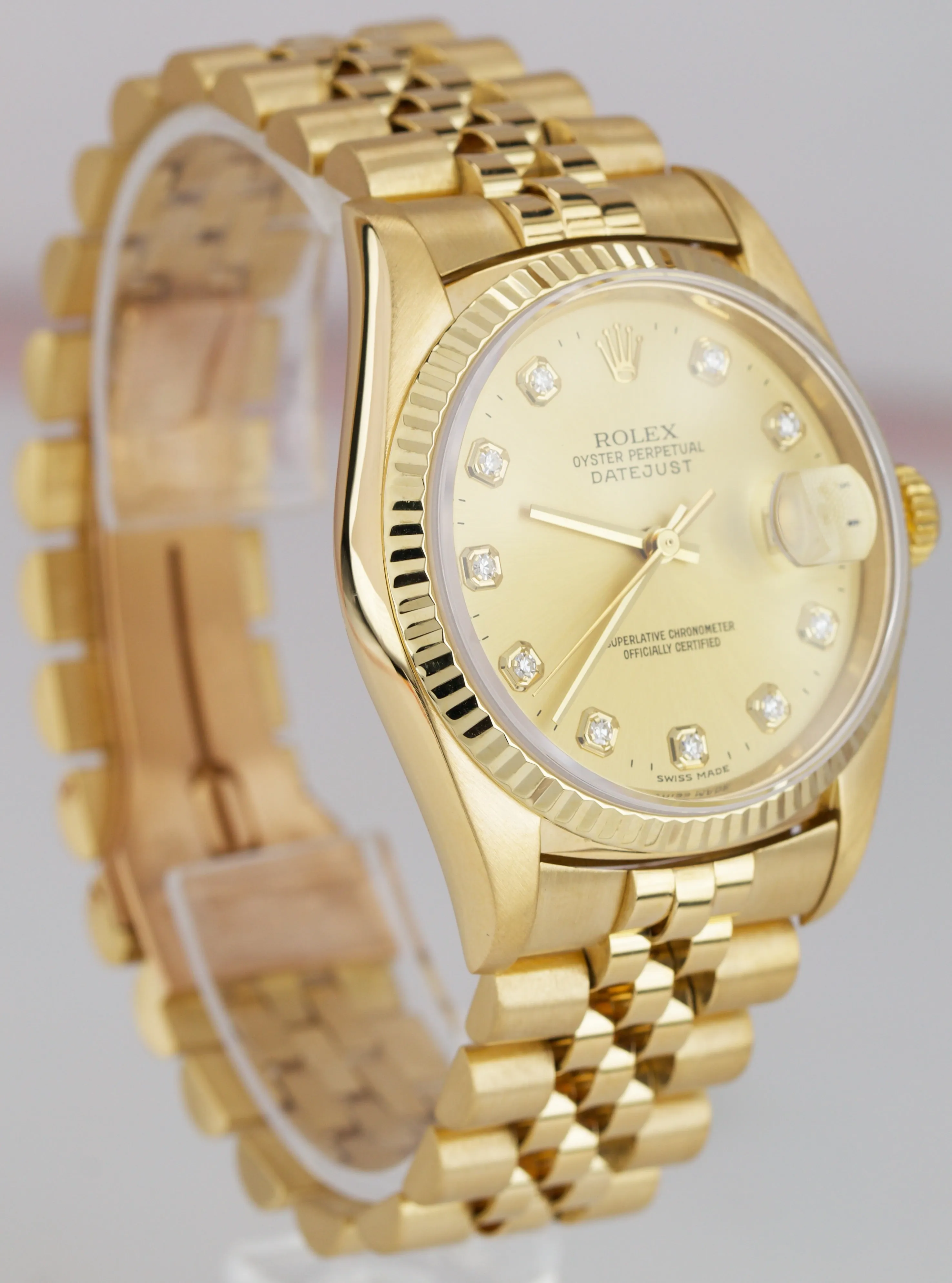 Rolex DateJust 36mm President 18K Solid Yellow Gold Diamond Jubilee Watch 16238