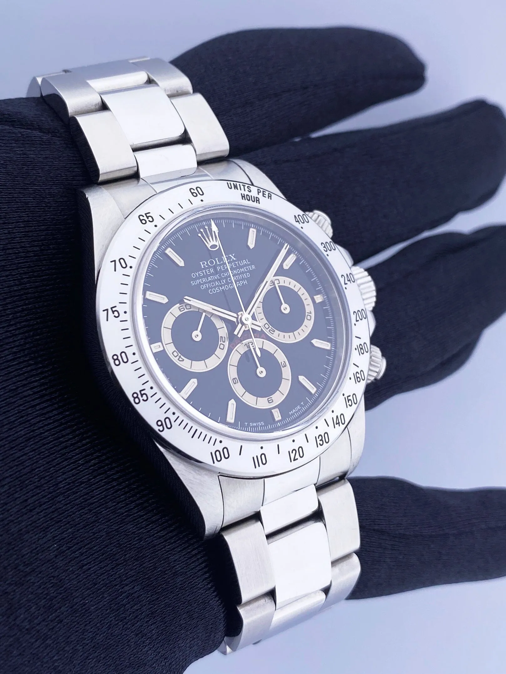 Rolex Daytona ZENITH 16520 Black Dial Mens Watch Box Papers