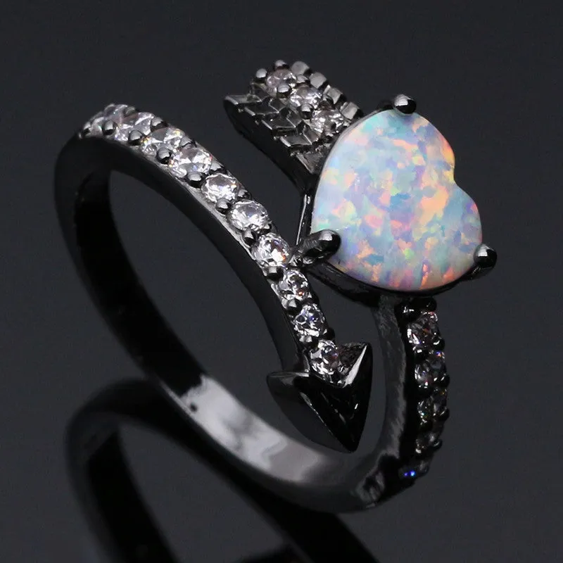 Romantic Cupid Arrow Fire Opal Ring