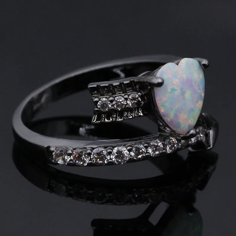 Romantic Cupid Arrow Fire Opal Ring