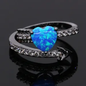 Romantic Cupid Arrow Fire Opal Ring