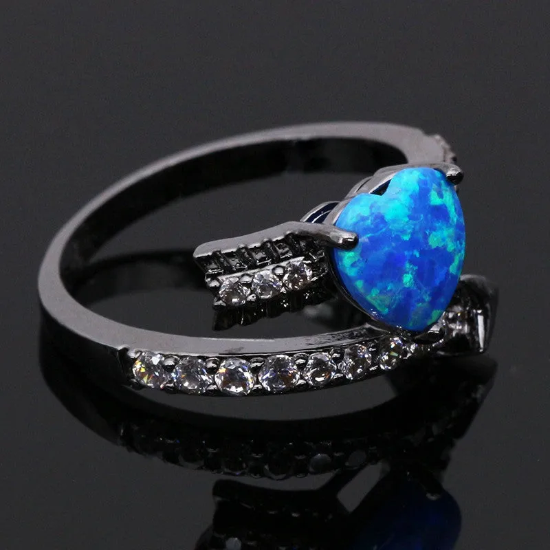 Romantic Cupid Arrow Fire Opal Ring