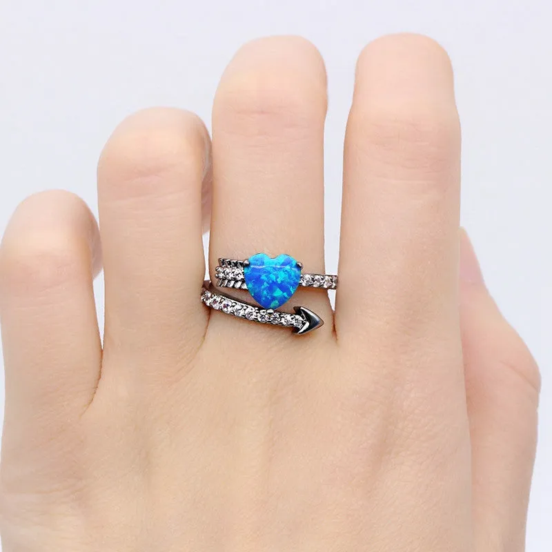 Romantic Cupid Arrow Fire Opal Ring