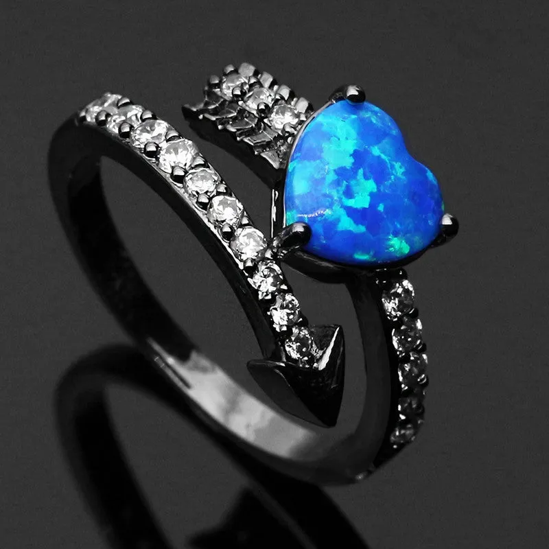 Romantic Cupid Arrow Fire Opal Ring