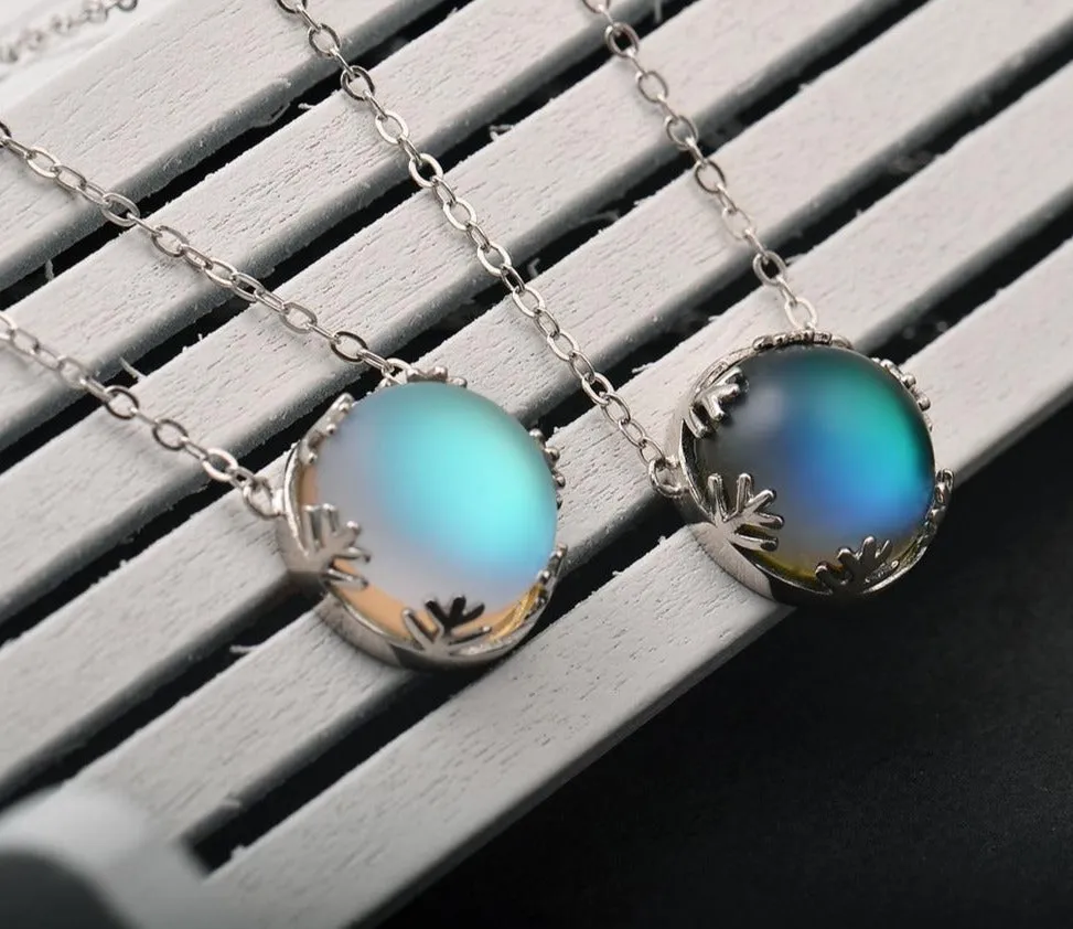 Romatic Moon light Zircon Pedant Necklace Women S925 Sterling Silver Jewelry