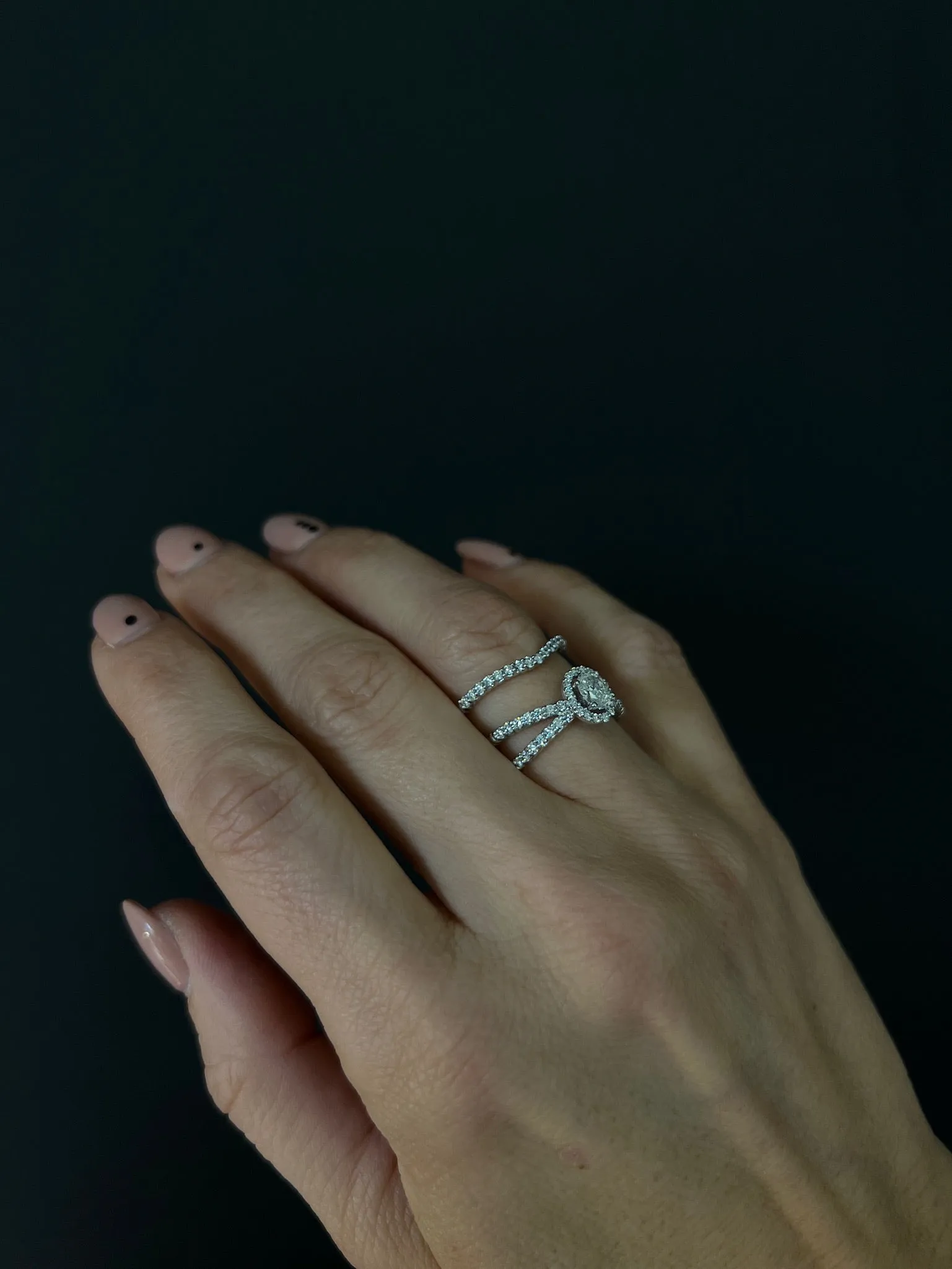 Rope V Halo Diamond Bridal Ring Set