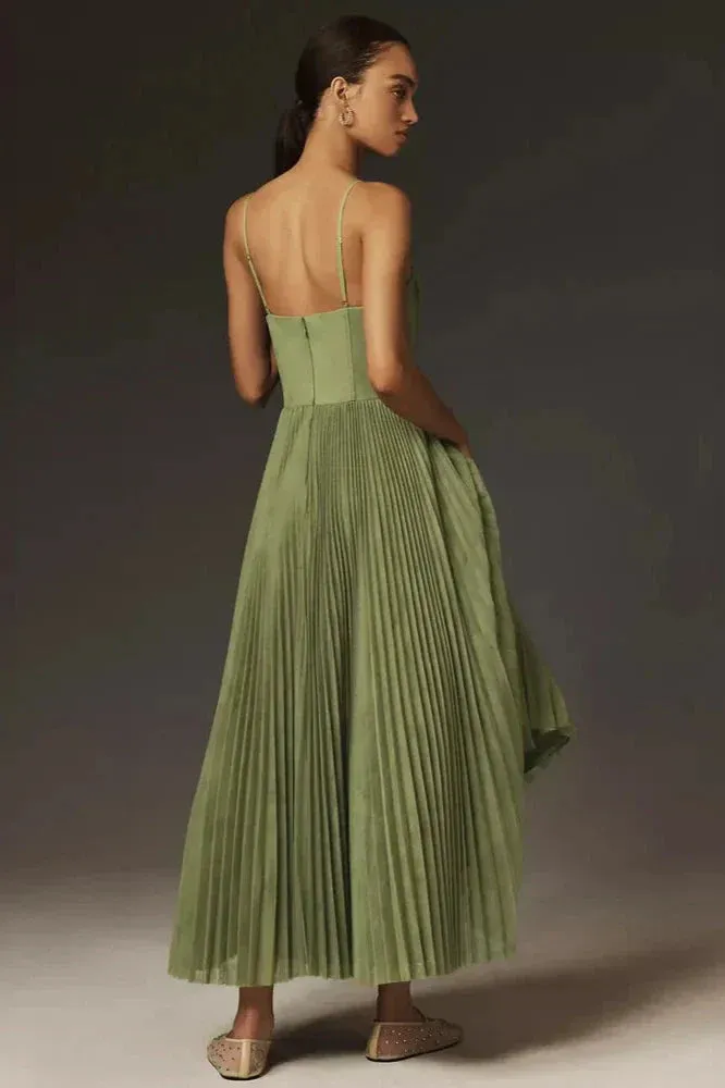 Rosalie | Bustier Pleated Tulle Fit & Flare Midi Dress