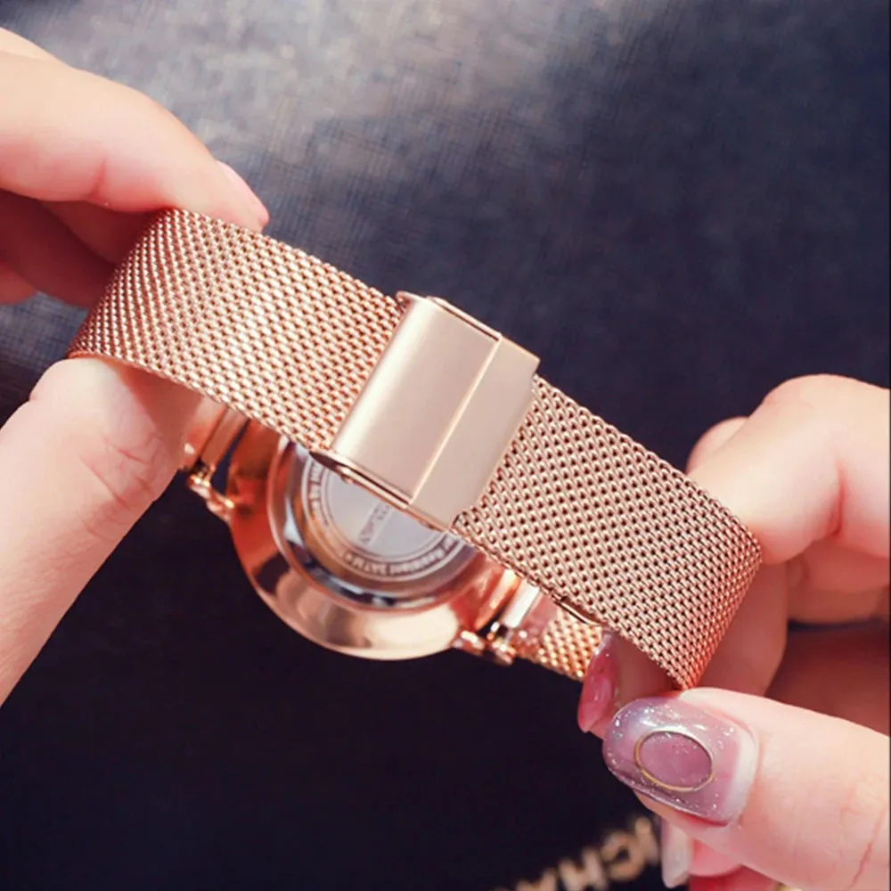 Rose Gold Mesh Women's Watch Set