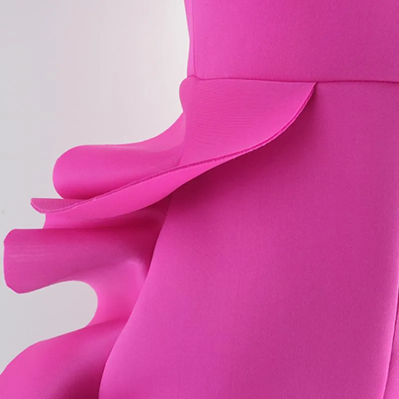 Rose Red Sexy Ruffled Bodycon Dresses