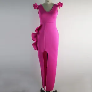 Rose Red Sexy Ruffled Bodycon Dresses