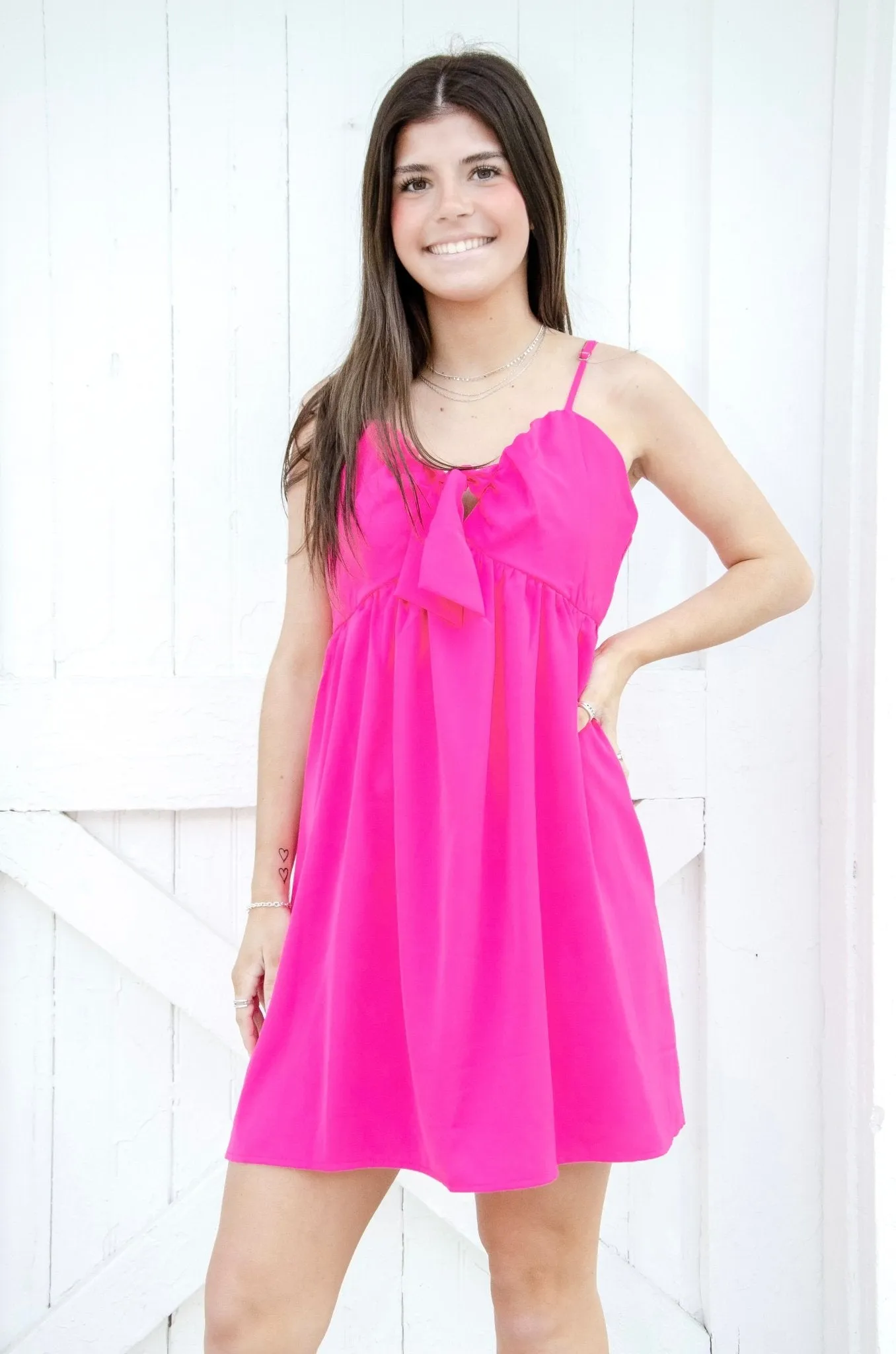 Rosie Bow Ruffle Flare Mini Dress