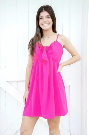 Rosie Bow Ruffle Flare Mini Dress