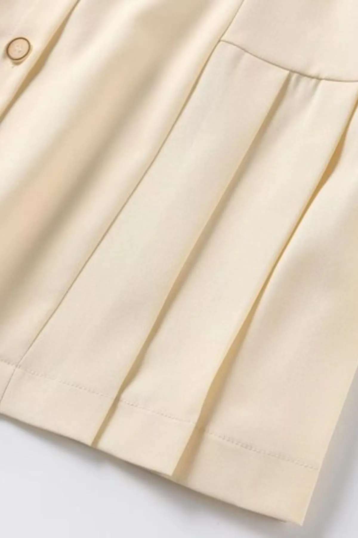 ROSIE Pleated Button-Down Mini Dress (Cream)