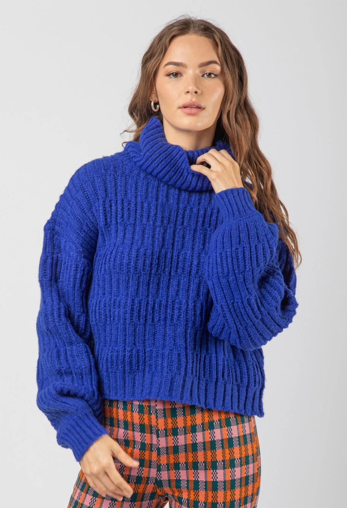 Royal Blue Turtleneck Sweater