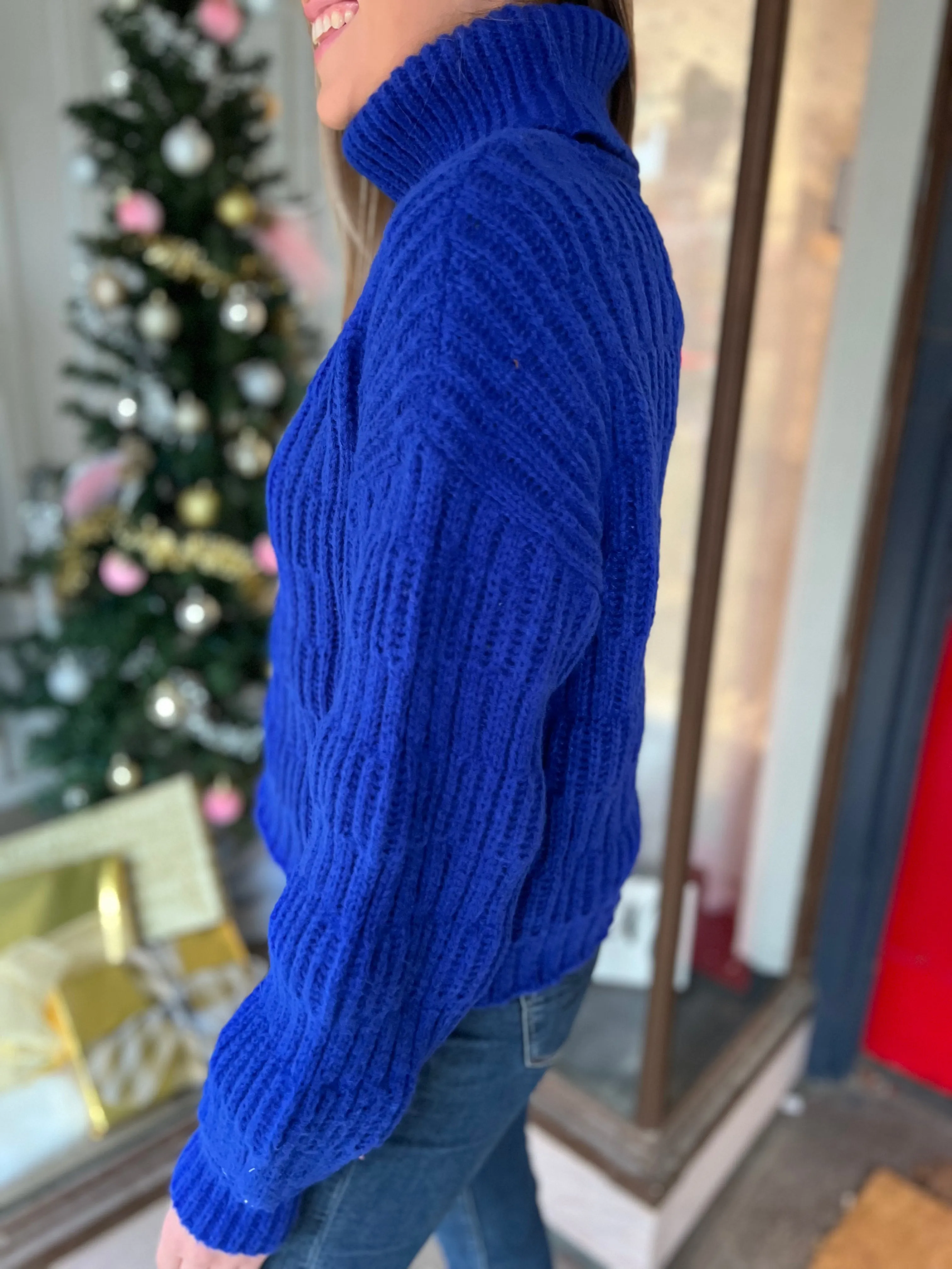 Royal Blue Turtleneck Sweater