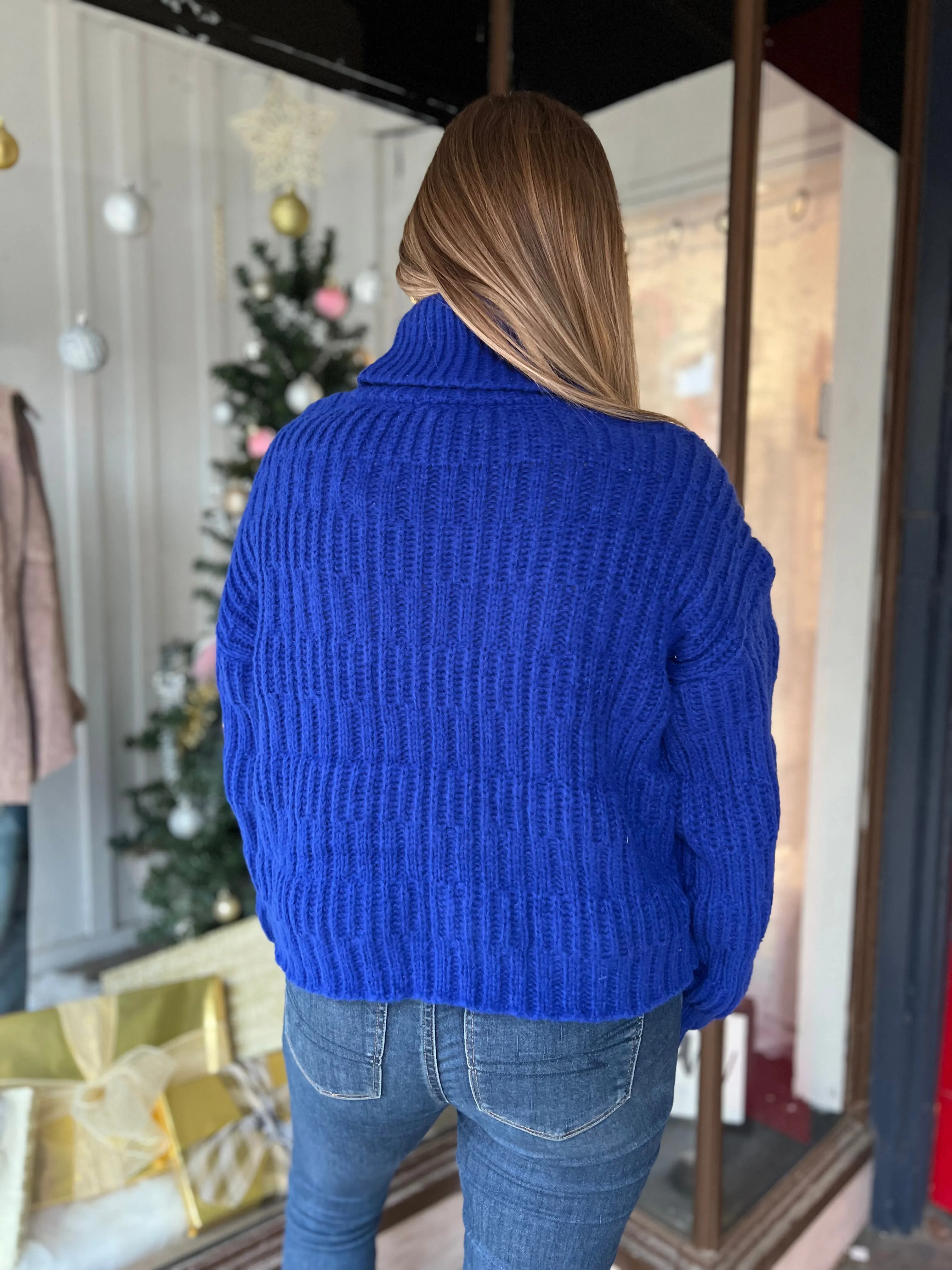 Royal Blue Turtleneck Sweater