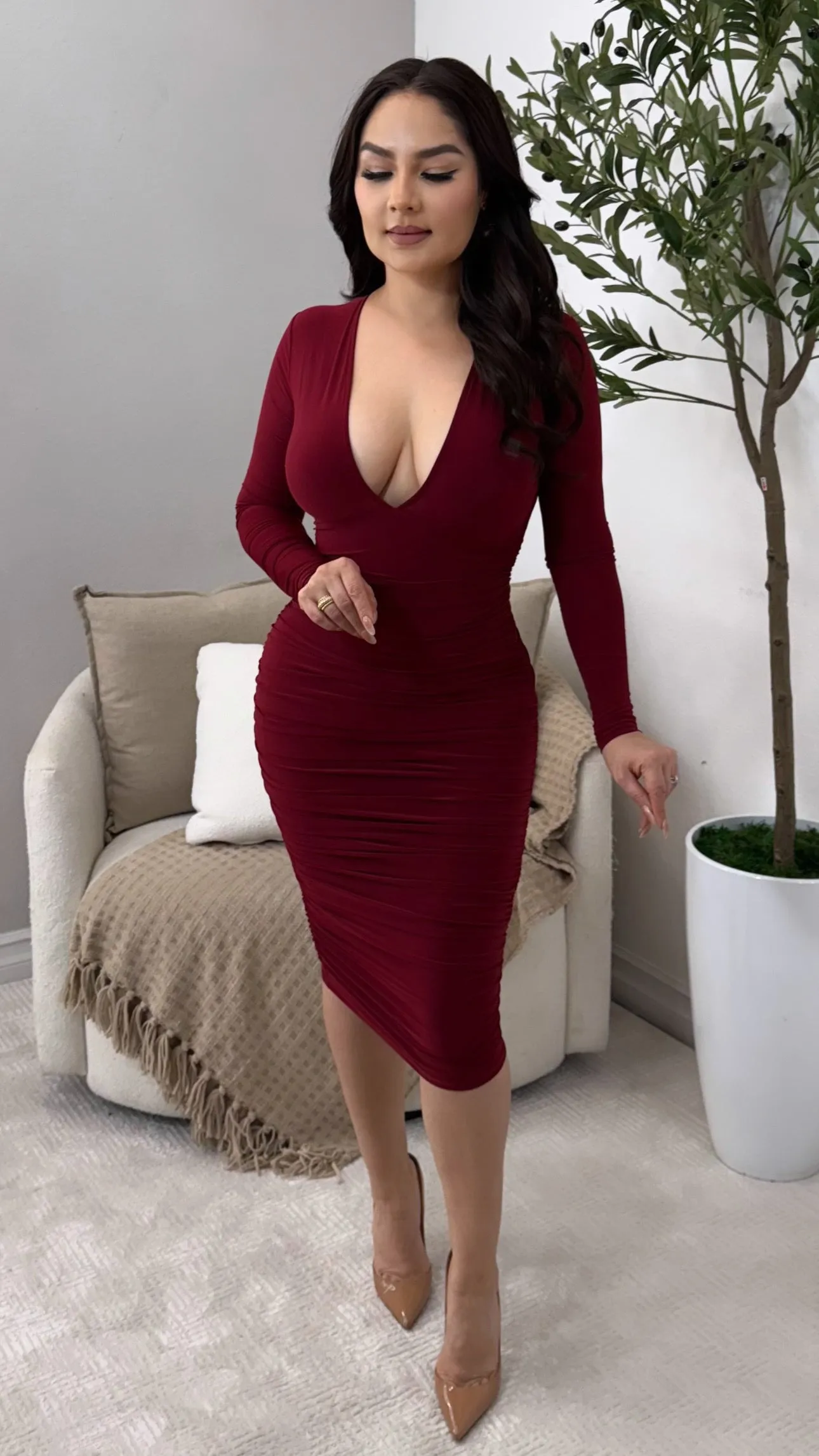 ROYCE BURGUNDY DRESS
