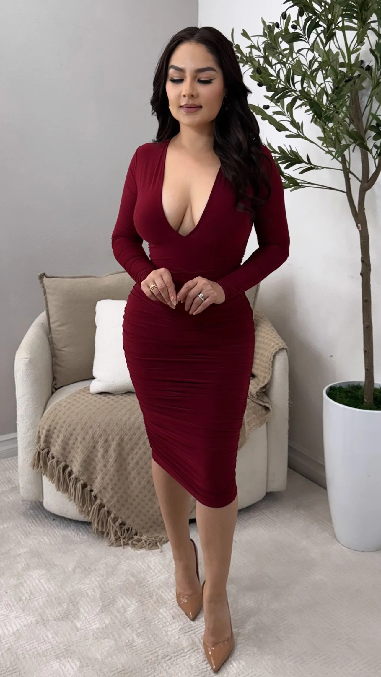 ROYCE BURGUNDY DRESS