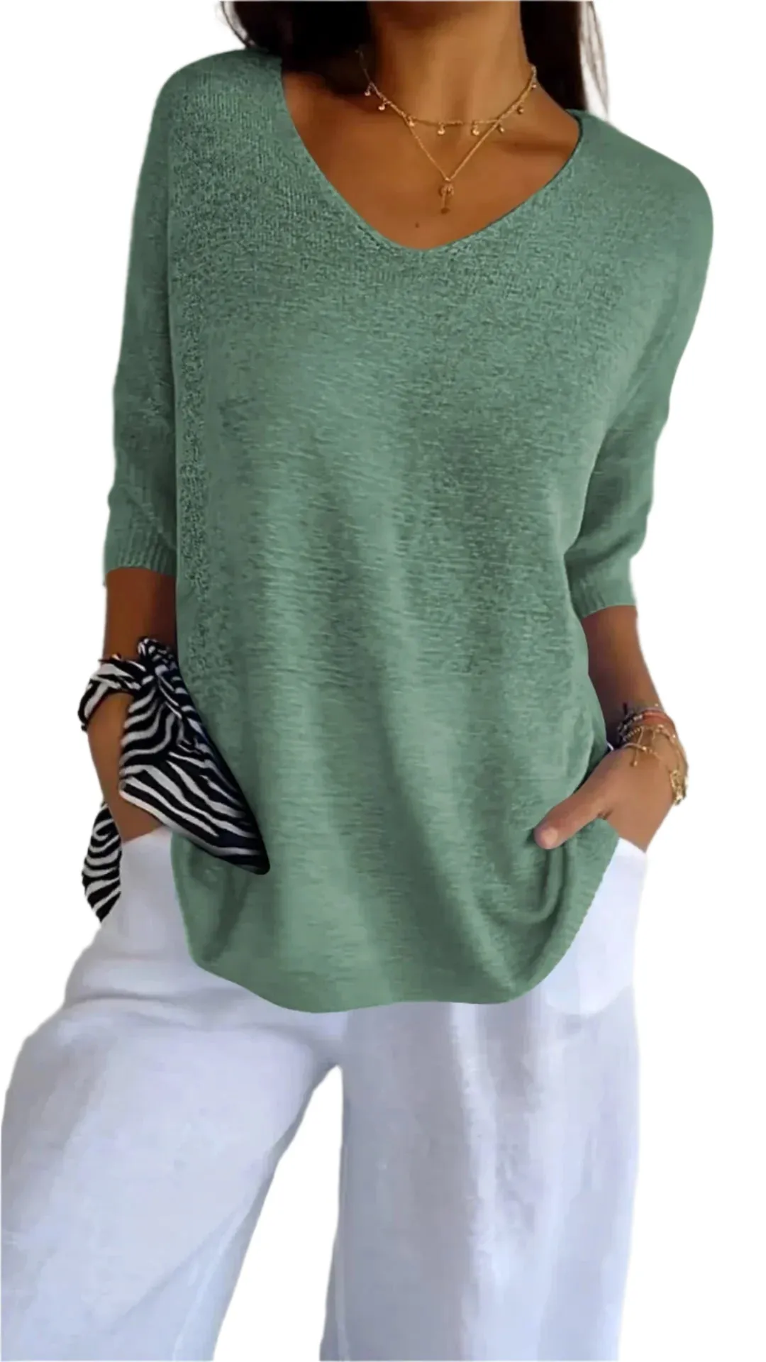 Ruby - Classic V-Neck Sweater for Women
