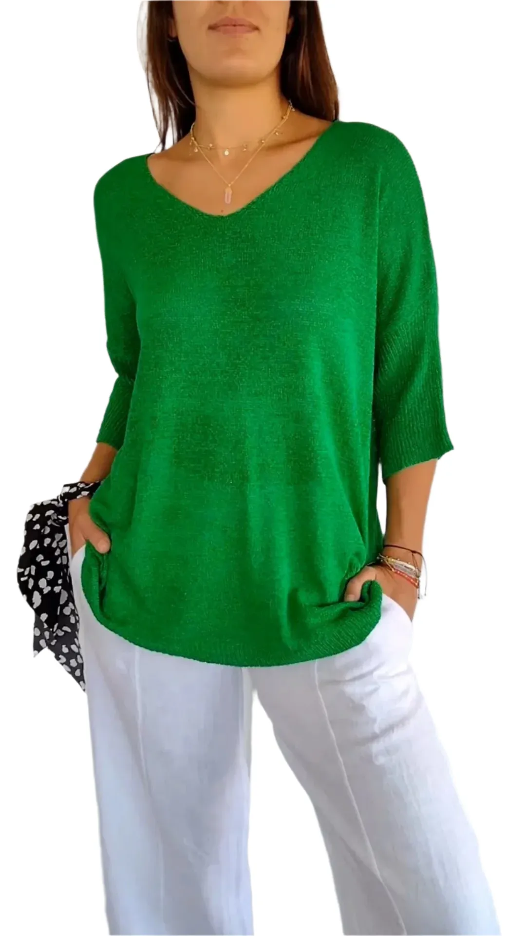 Ruby - Classic V-Neck Sweater for Women