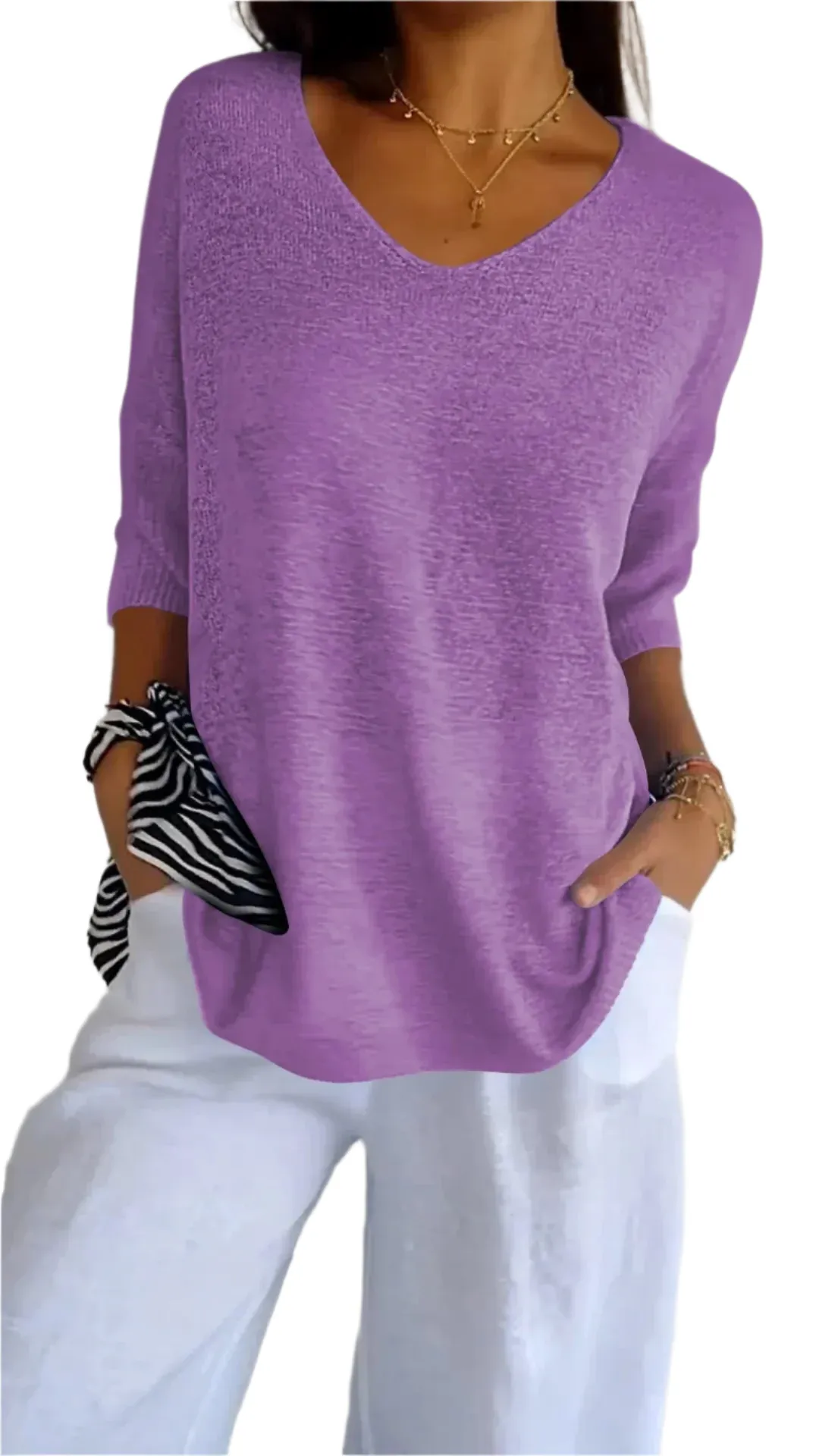 Ruby - Classic V-Neck Sweater for Women