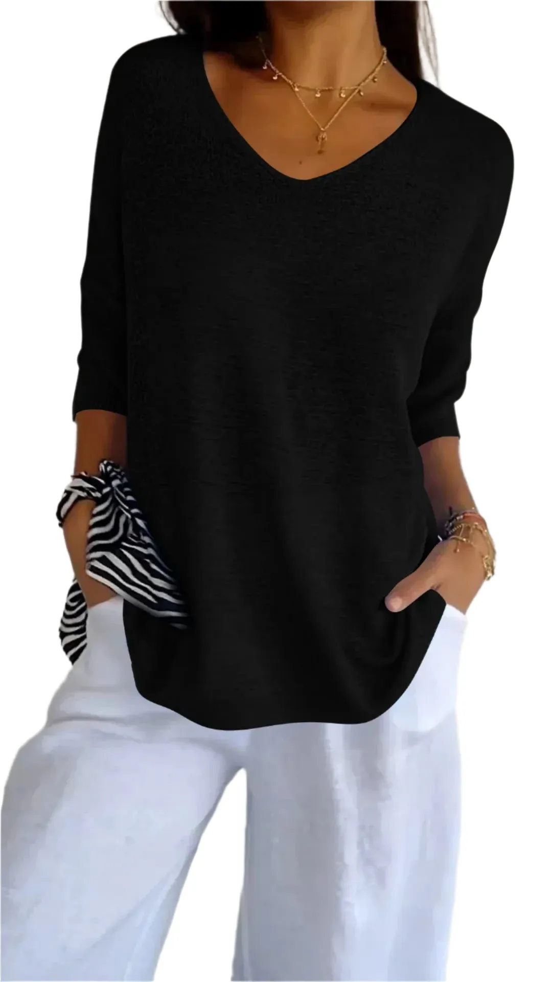 Ruby - Classic V-Neck Sweater for Women