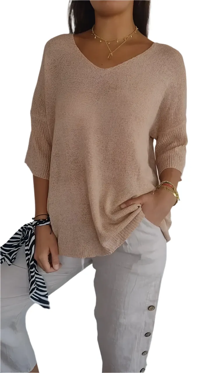 Ruby - Classic V-Neck Sweater for Women