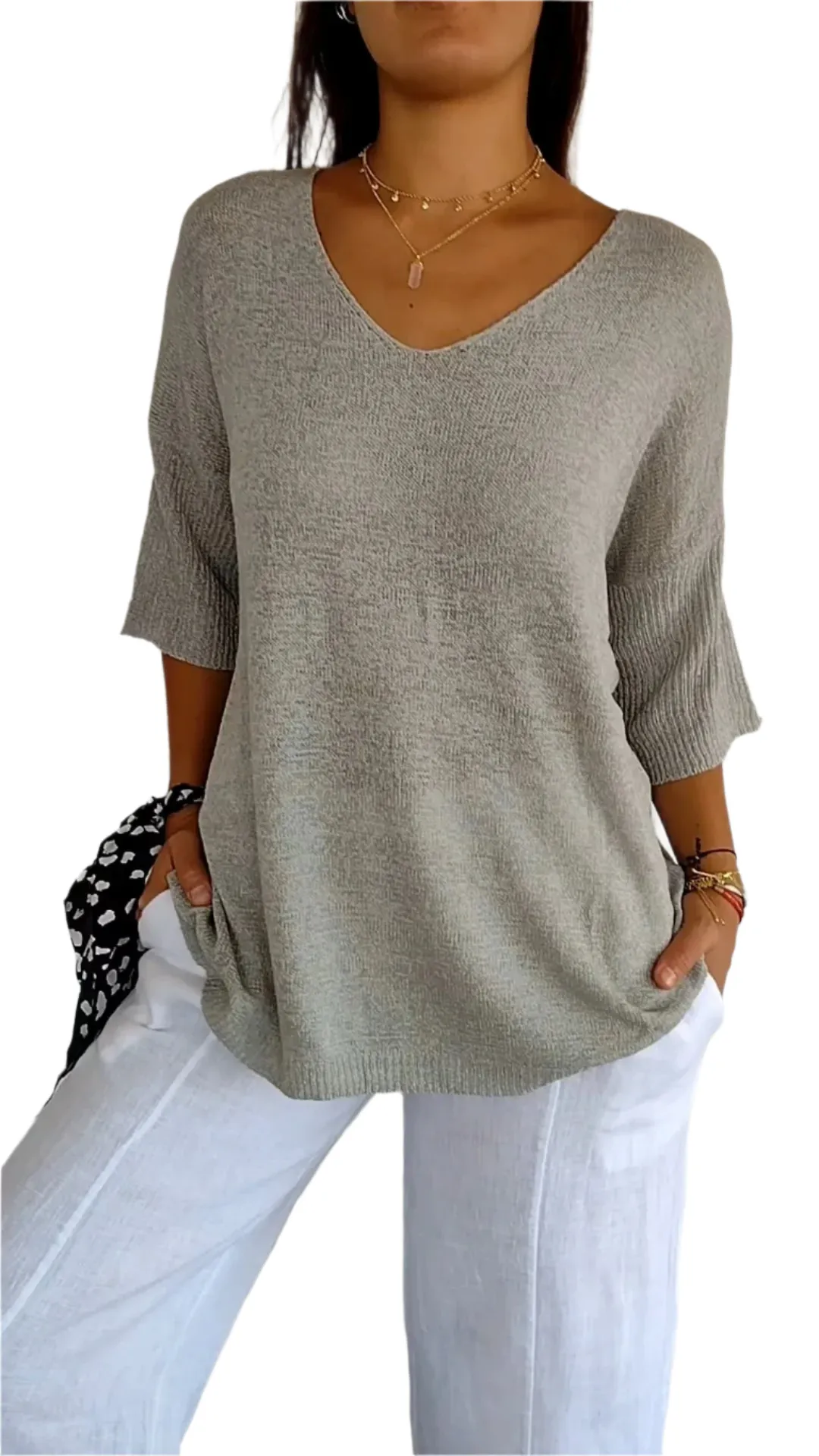 Ruby - Classic V-Neck Sweater for Women