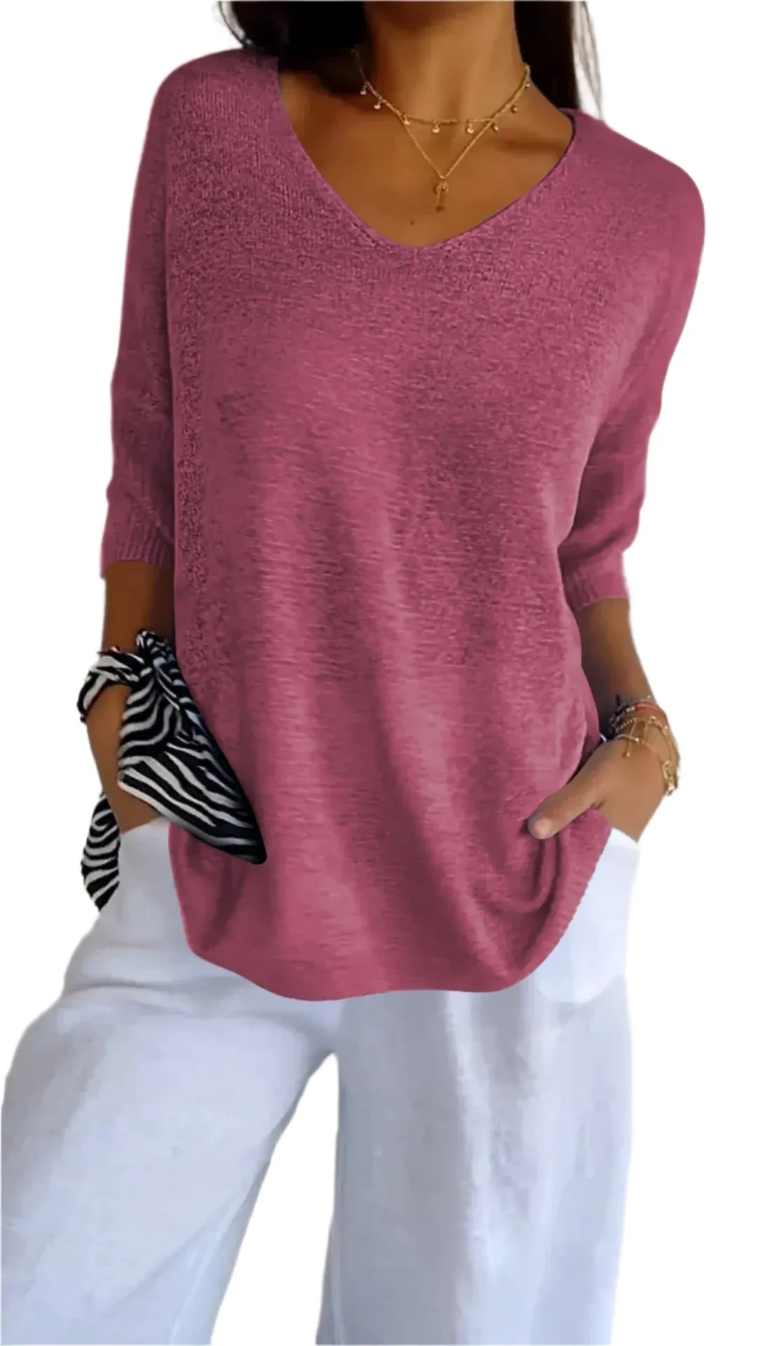 Ruby - Classic V-Neck Sweater for Women