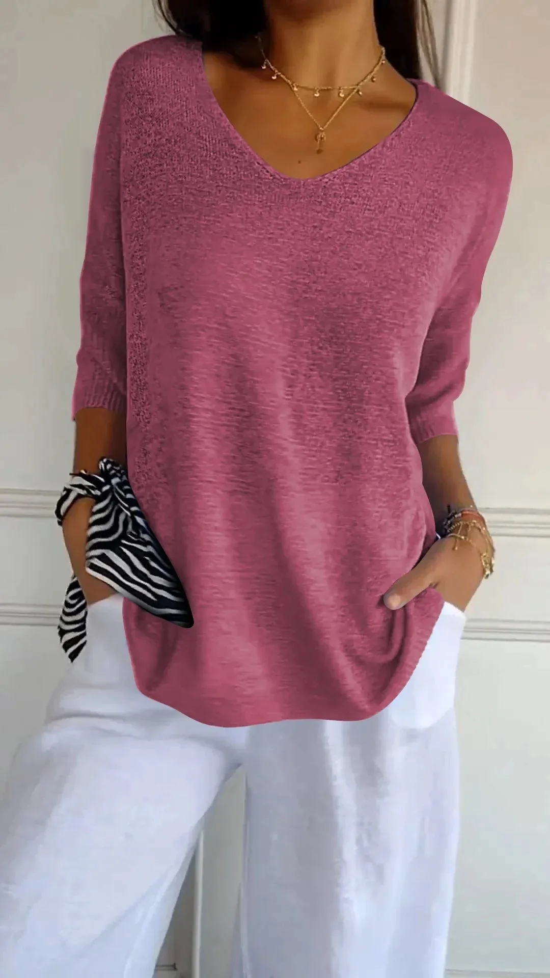 Ruby - Classic V-Neck Sweater for Women