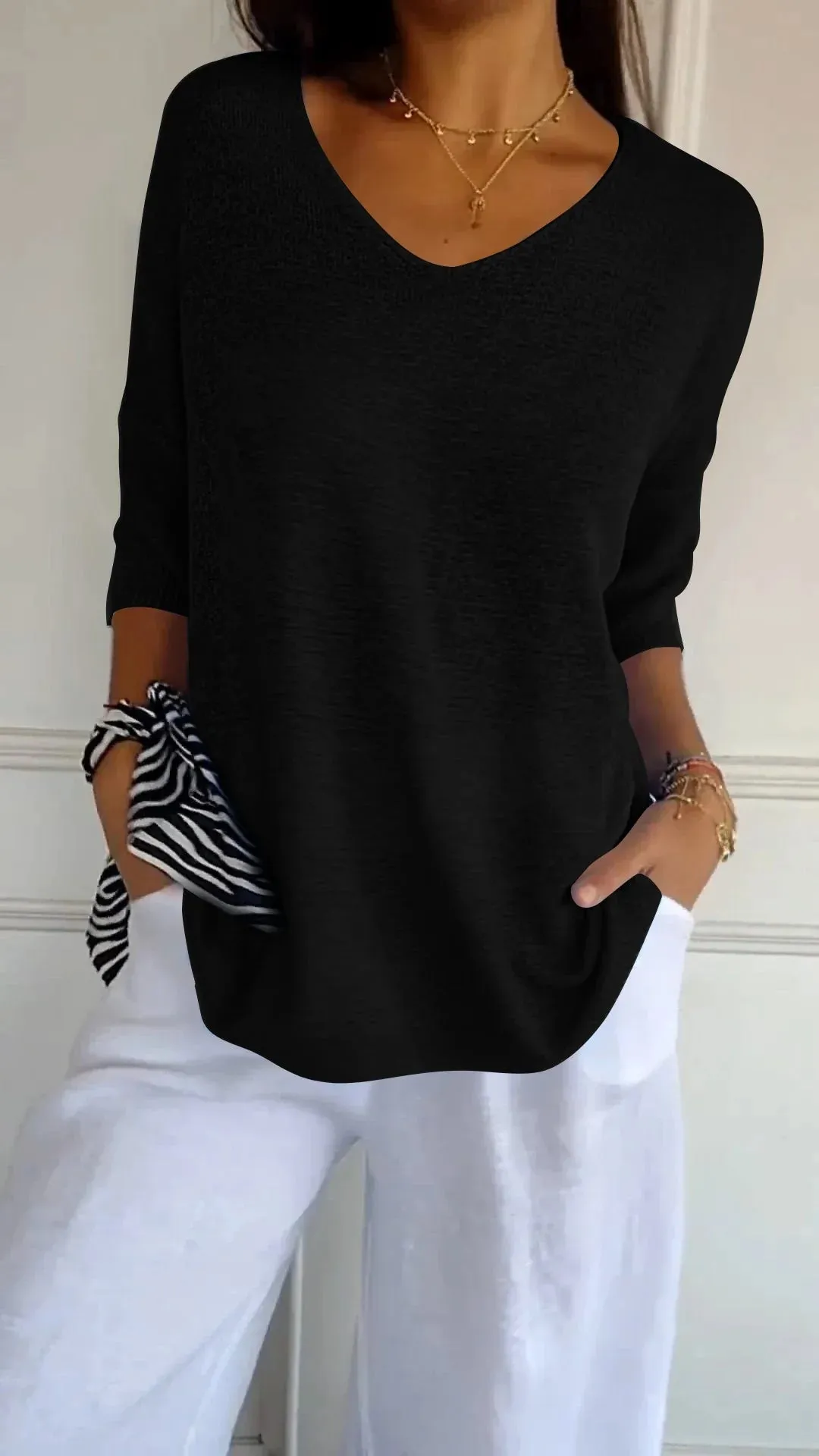 Ruby - Classic V-Neck Sweater for Women