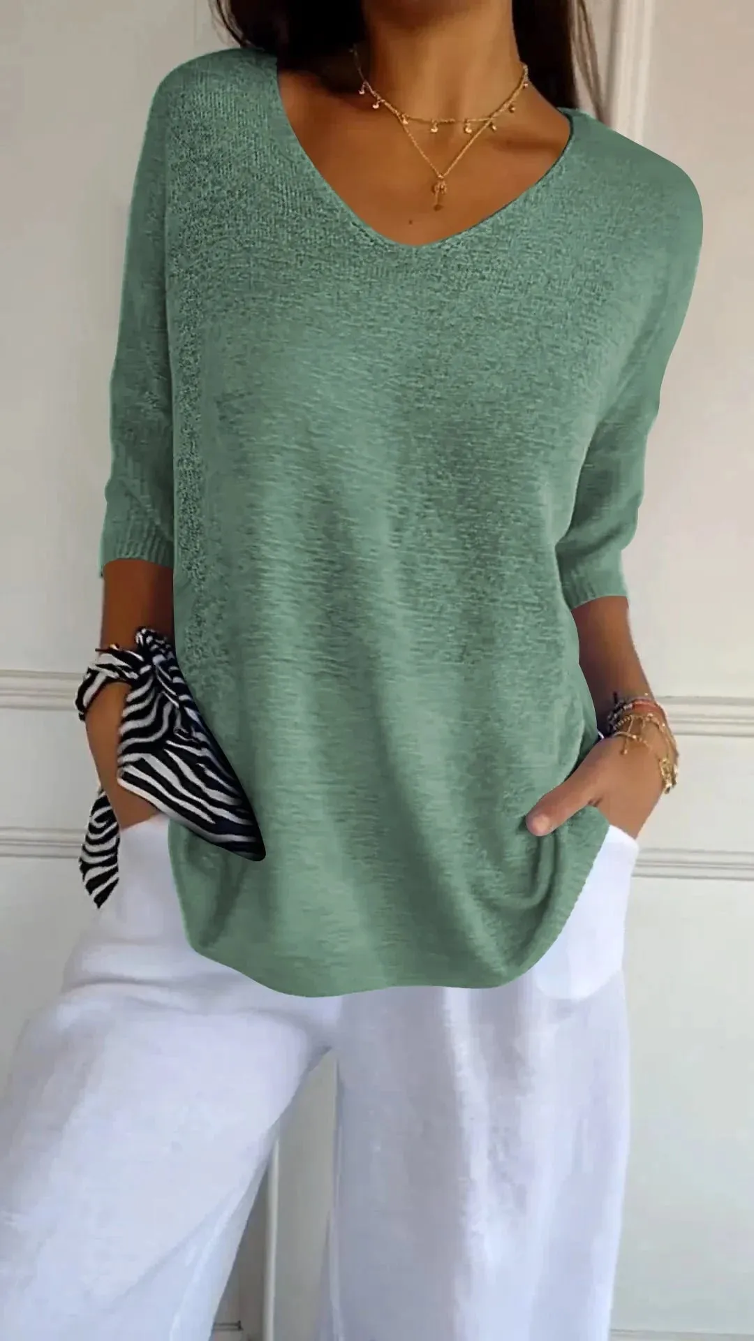 Ruby - Classic V-Neck Sweater for Women