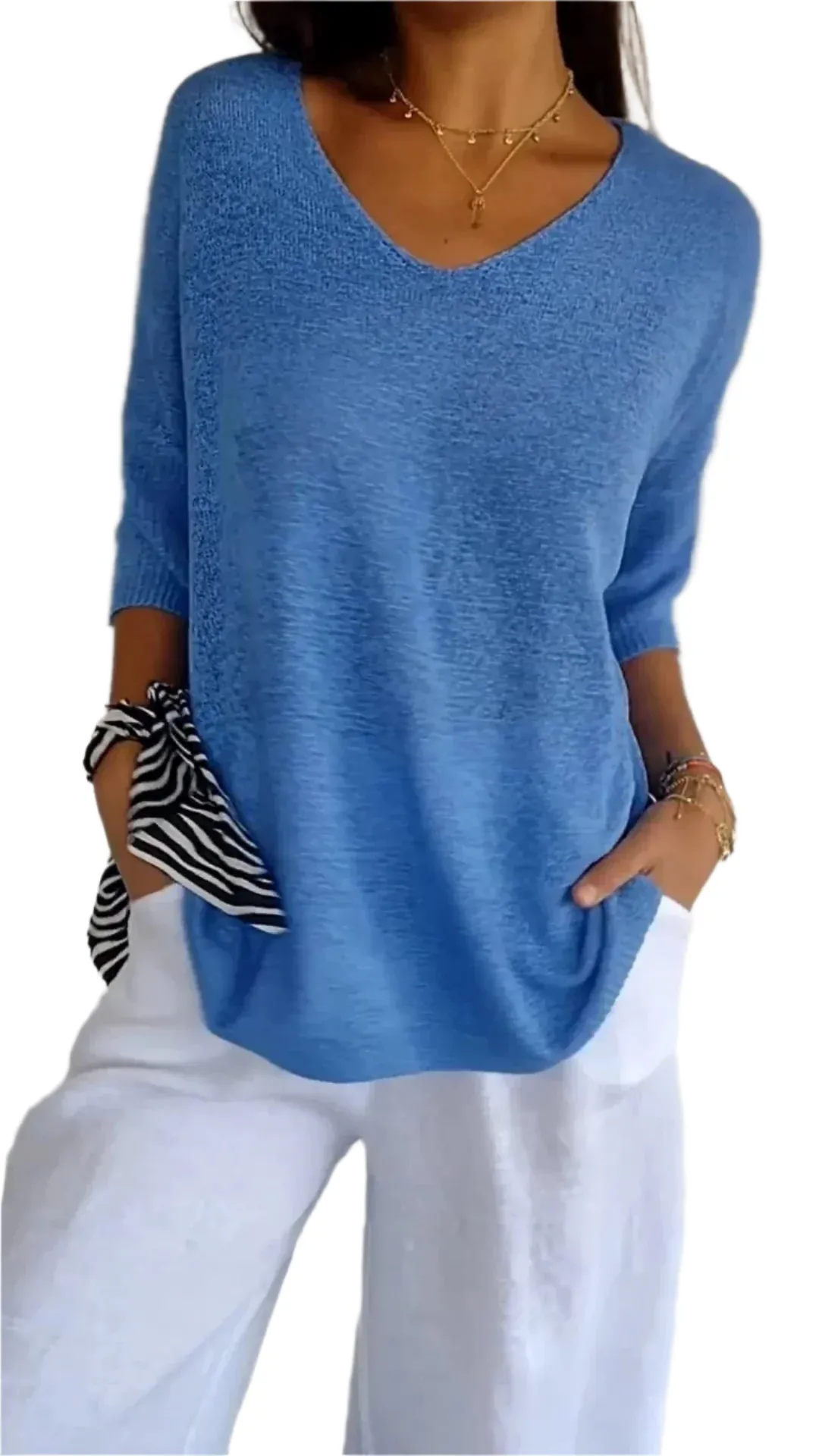 Ruby - Classic V-Neck Sweater for Women