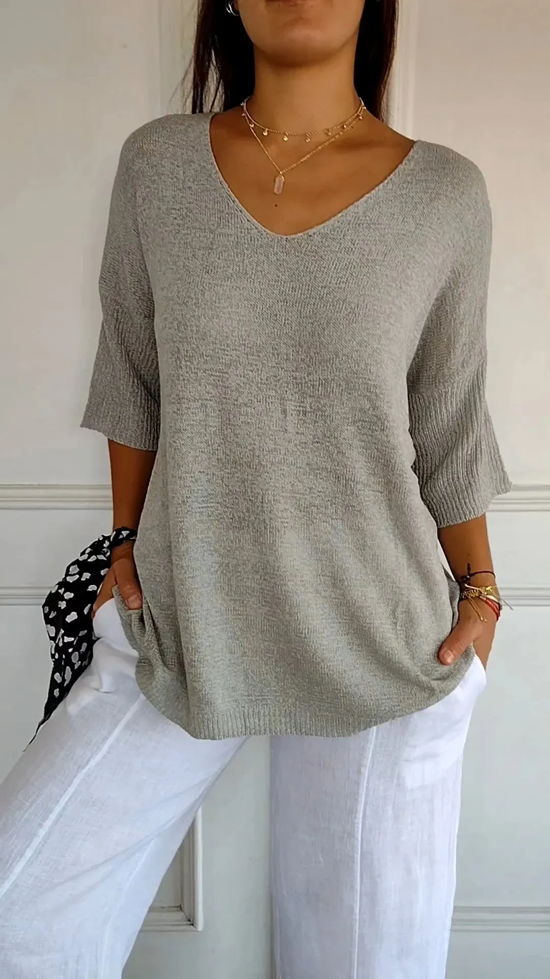 Ruby - Classic V-Neck Sweater for Women