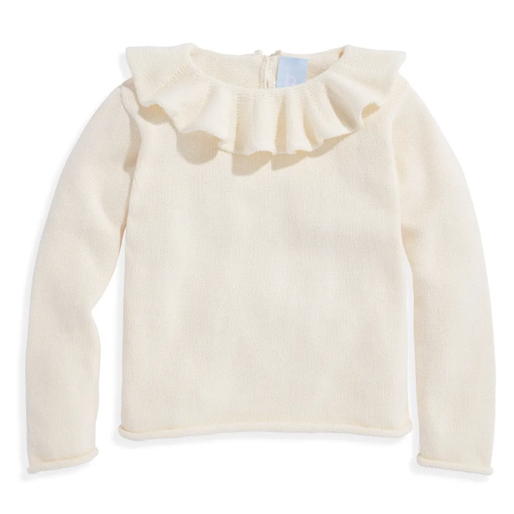 Ruffle Neck Pullover -- Ivory