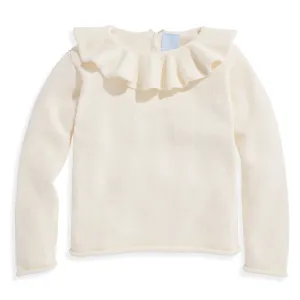 Ruffle Neck Pullover -- Ivory
