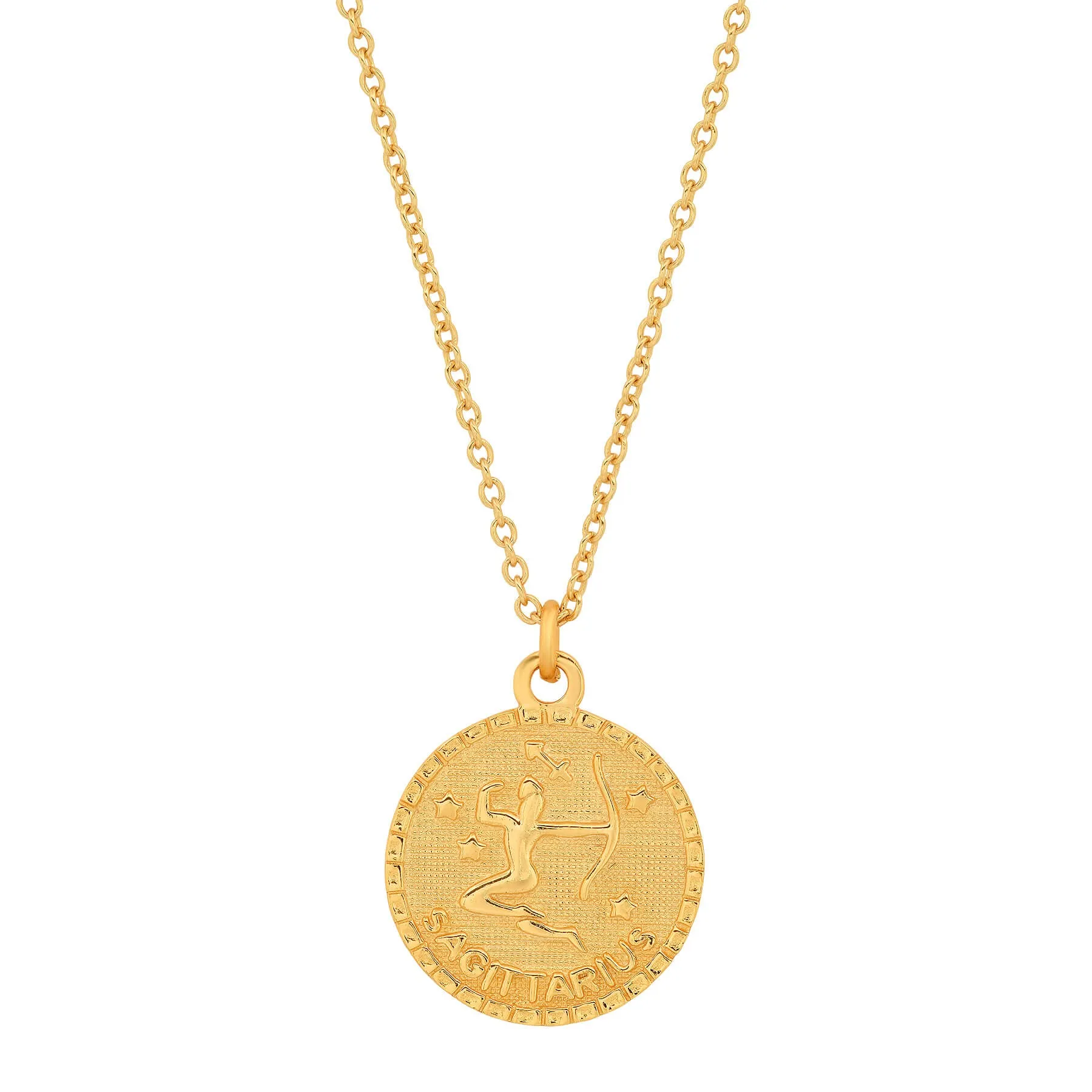 SAGITTARIUS ZODIAC MEDALLION NECKLACE, GOLD