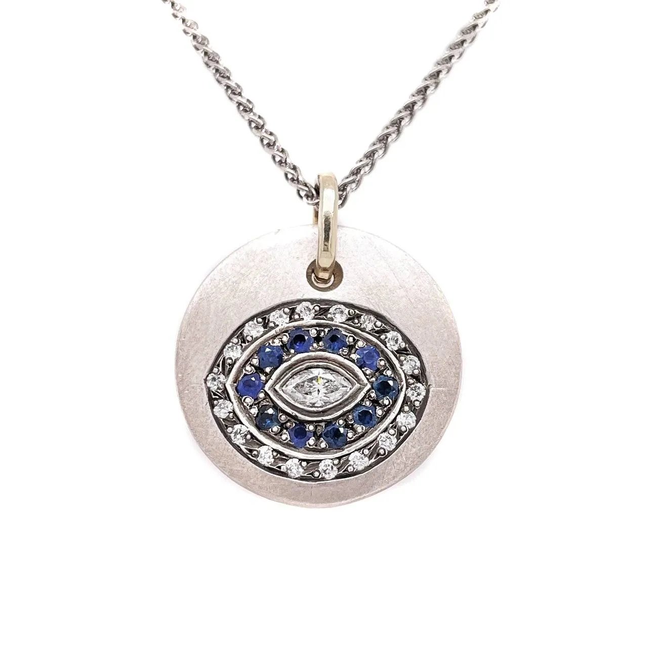 Sapphire and Diamond Evil Eye Pendant