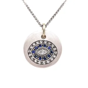 Sapphire and Diamond Evil Eye Pendant