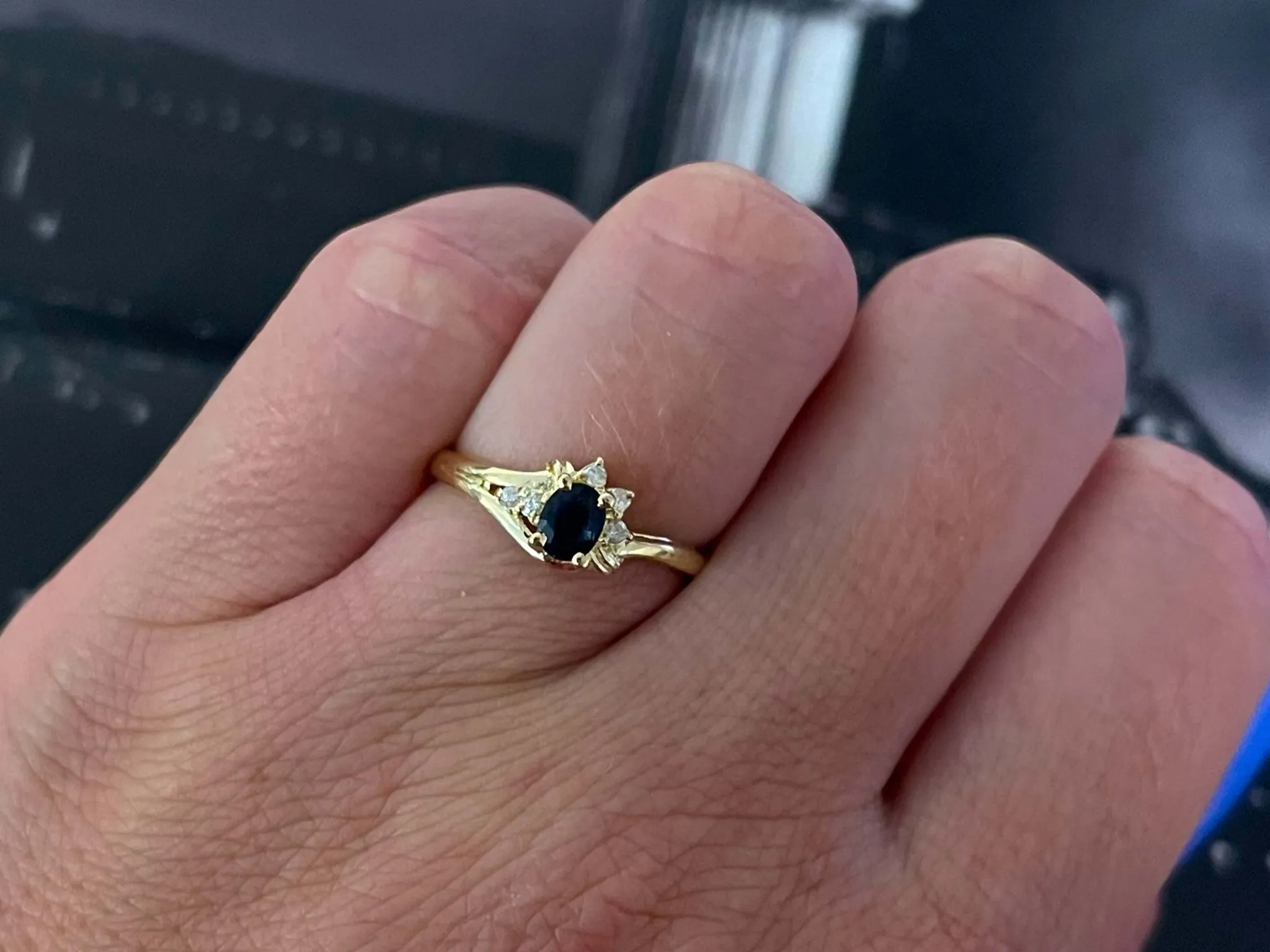Sapphire and Diamond Ring in 14k Yellow Gold