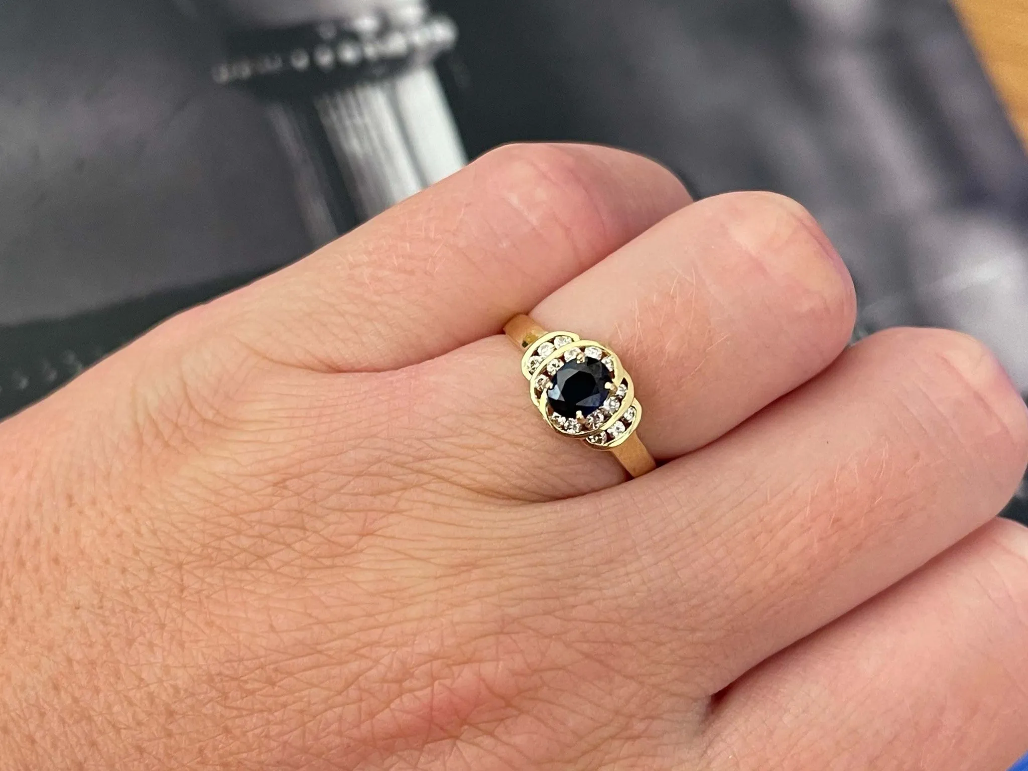 Sapphire and Diamond Ring in 14k Yellow Gold