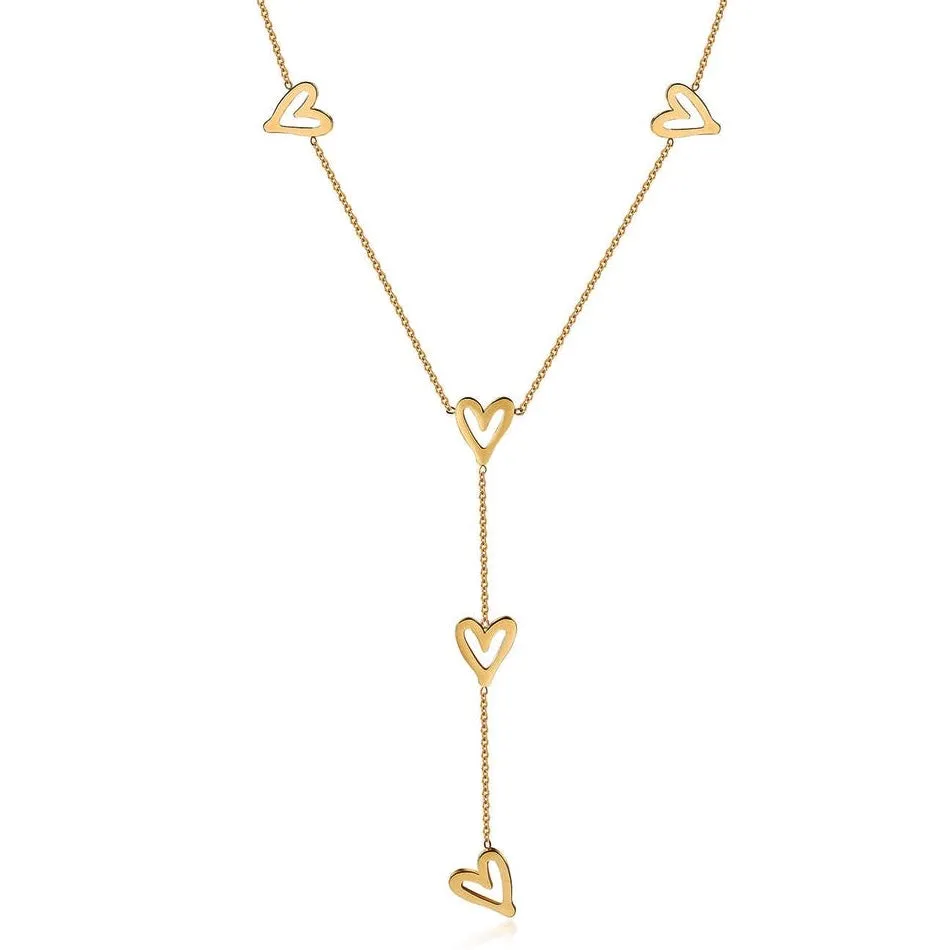 Script Open Heart Lariat Necklace