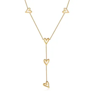 Script Open Heart Lariat Necklace