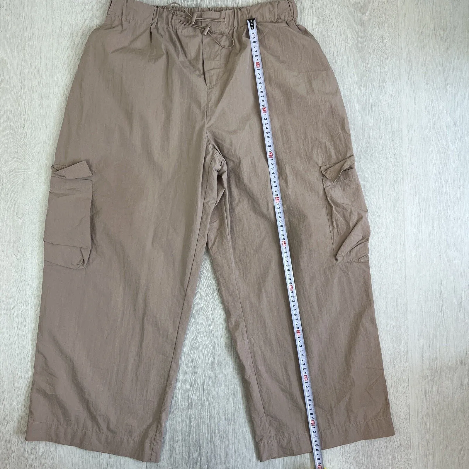 Seed Heritage Womens Lightweight Beige Wide Leg Cargo Parachute Pants Size 14