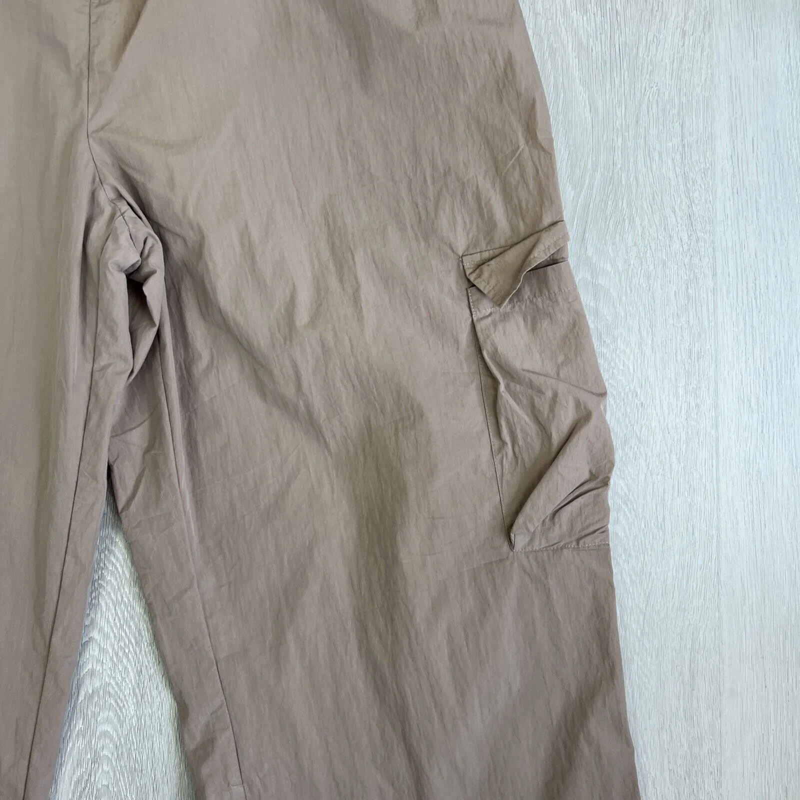 Seed Heritage Womens Lightweight Beige Wide Leg Cargo Parachute Pants Size 14